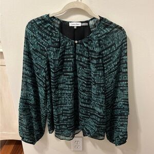 Calvin Klein Teal Patterned Blouse